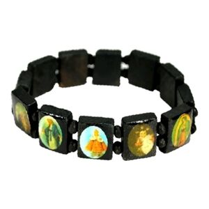 Dark Blue Wooden Religious Saints Bracelet